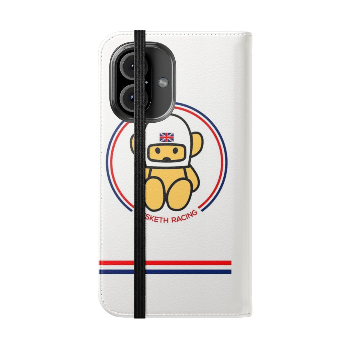 Hesketh Racing-inspired Formula 1 phone case cover with teddy bear helmet graphic - Folded Front