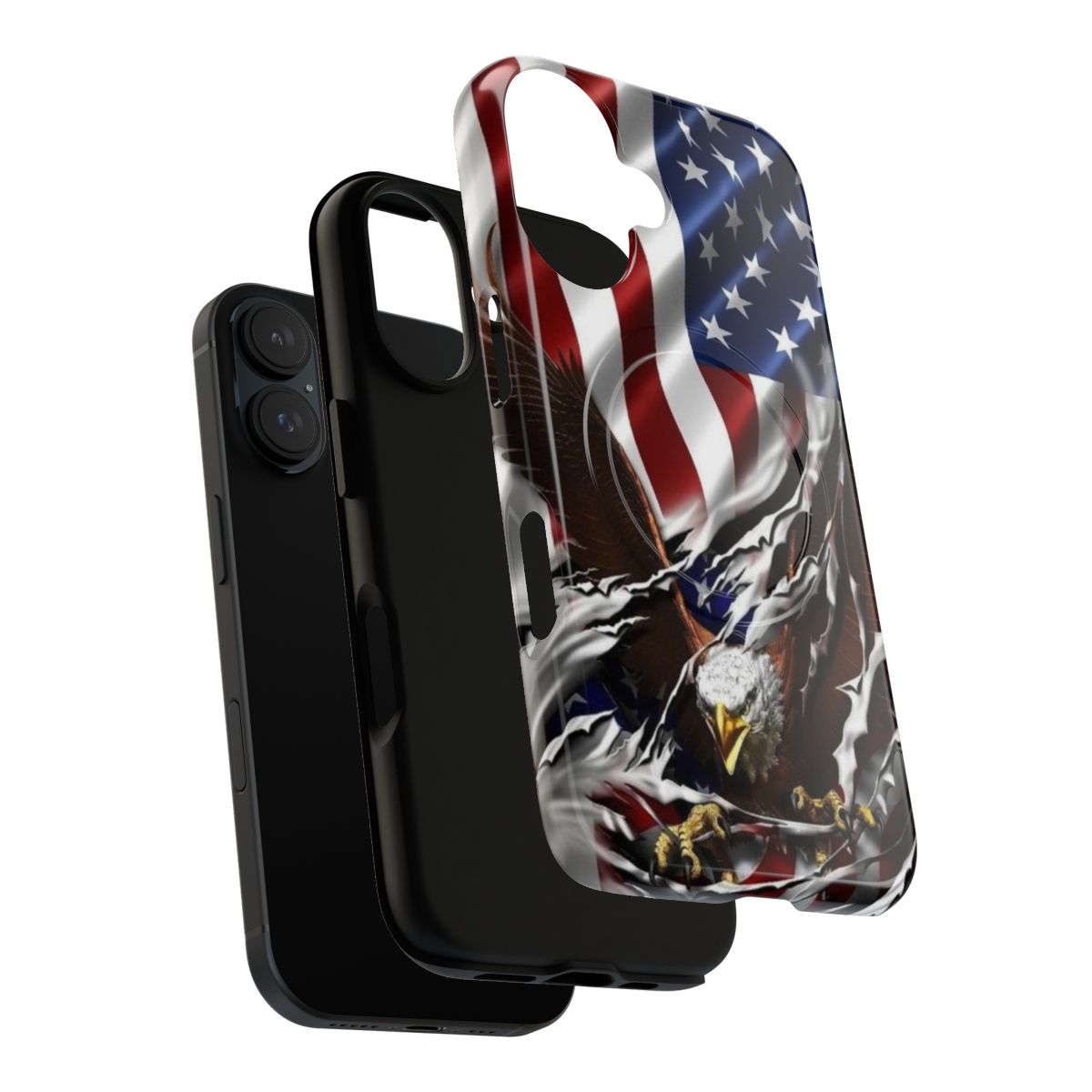 Patriotic phone case featuring an American eagle and USA flag design - Layers