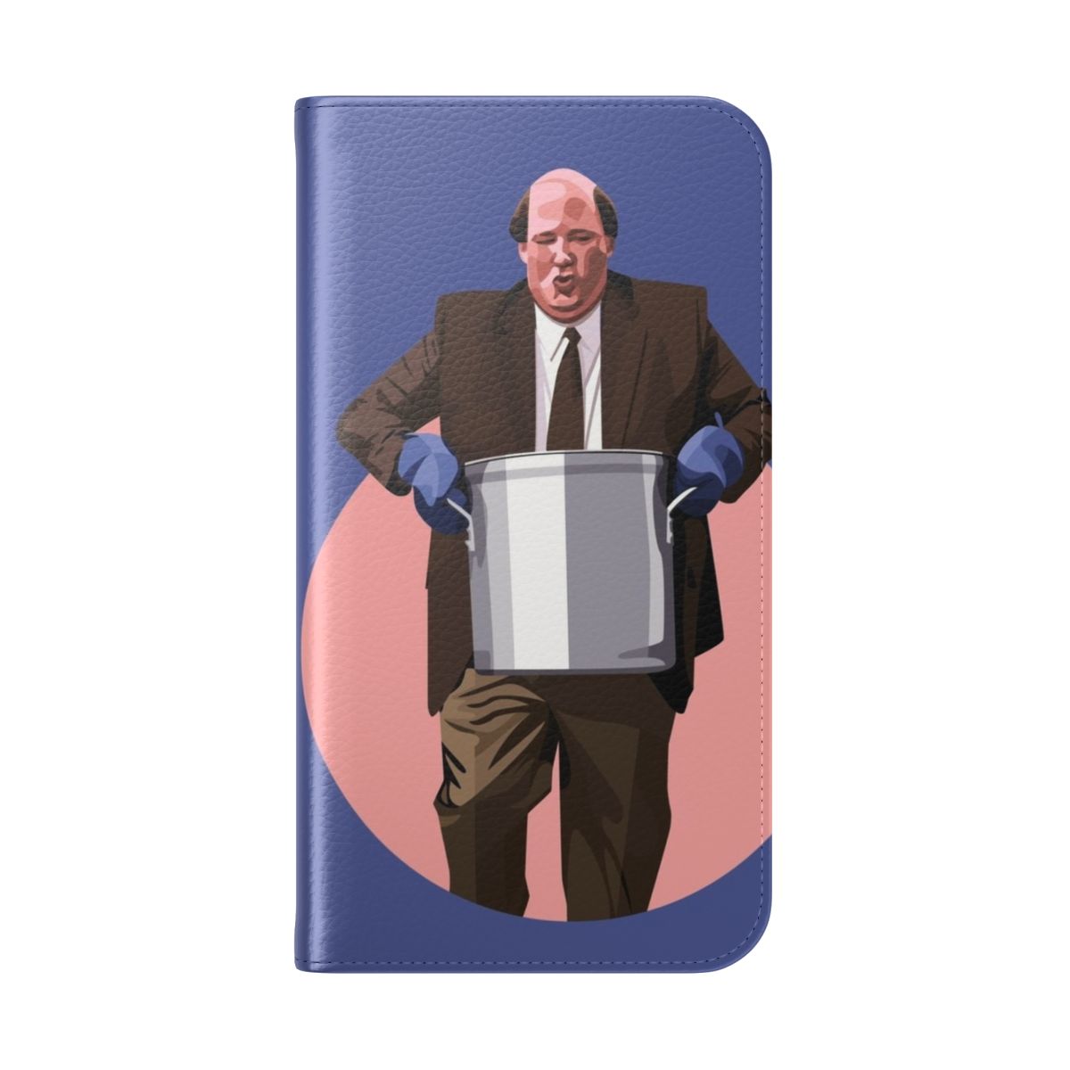 A phone case featuring a fan-made design inspired by The Office TV show and the character Kevin's famous chili. - Folded Back