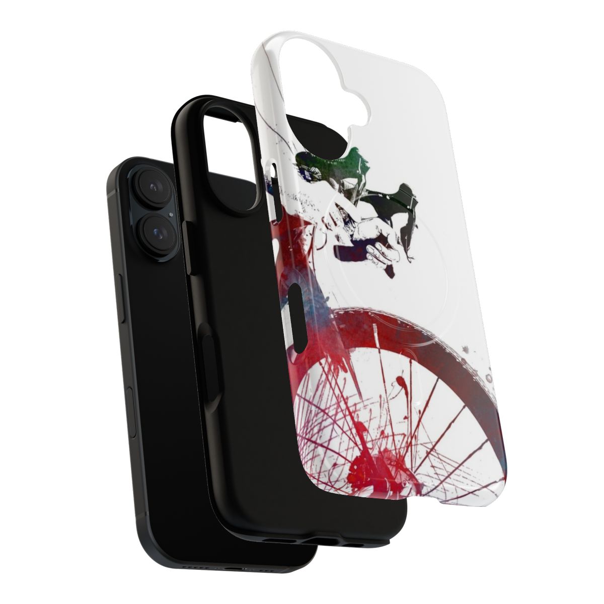 Cycling sports art design on a rugged, durable magnetic phone case - Layers