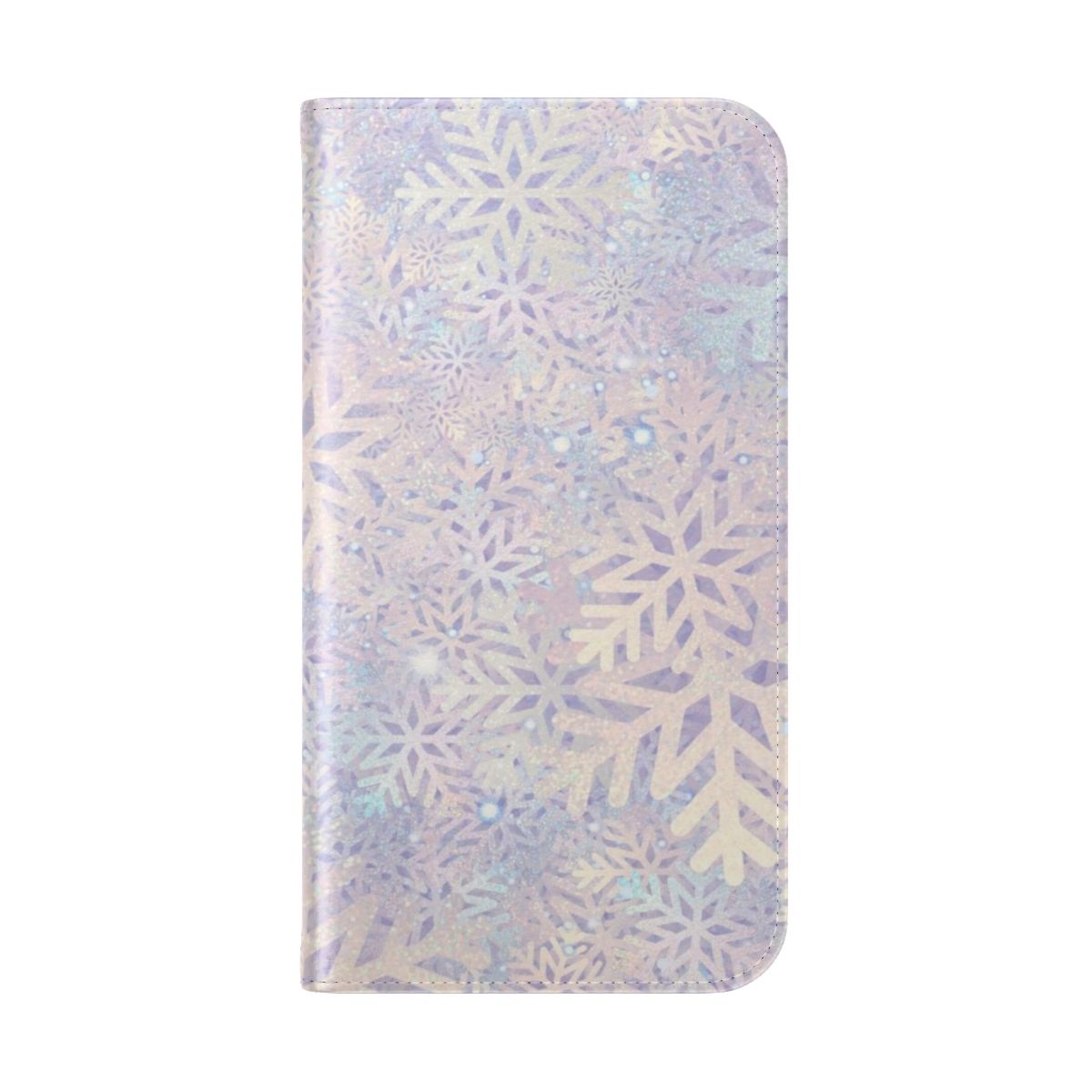 Pastel-colored snowflake design on a flip cover phone case - Folded Back