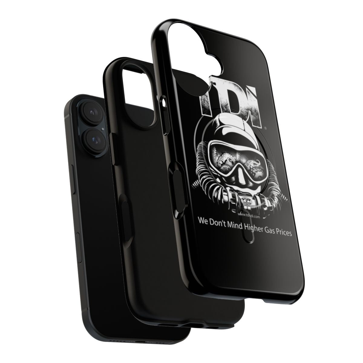 Tough phone case with magnetic closure featuring an octopus design, suitable for technical divers using rebreathers. - Layers