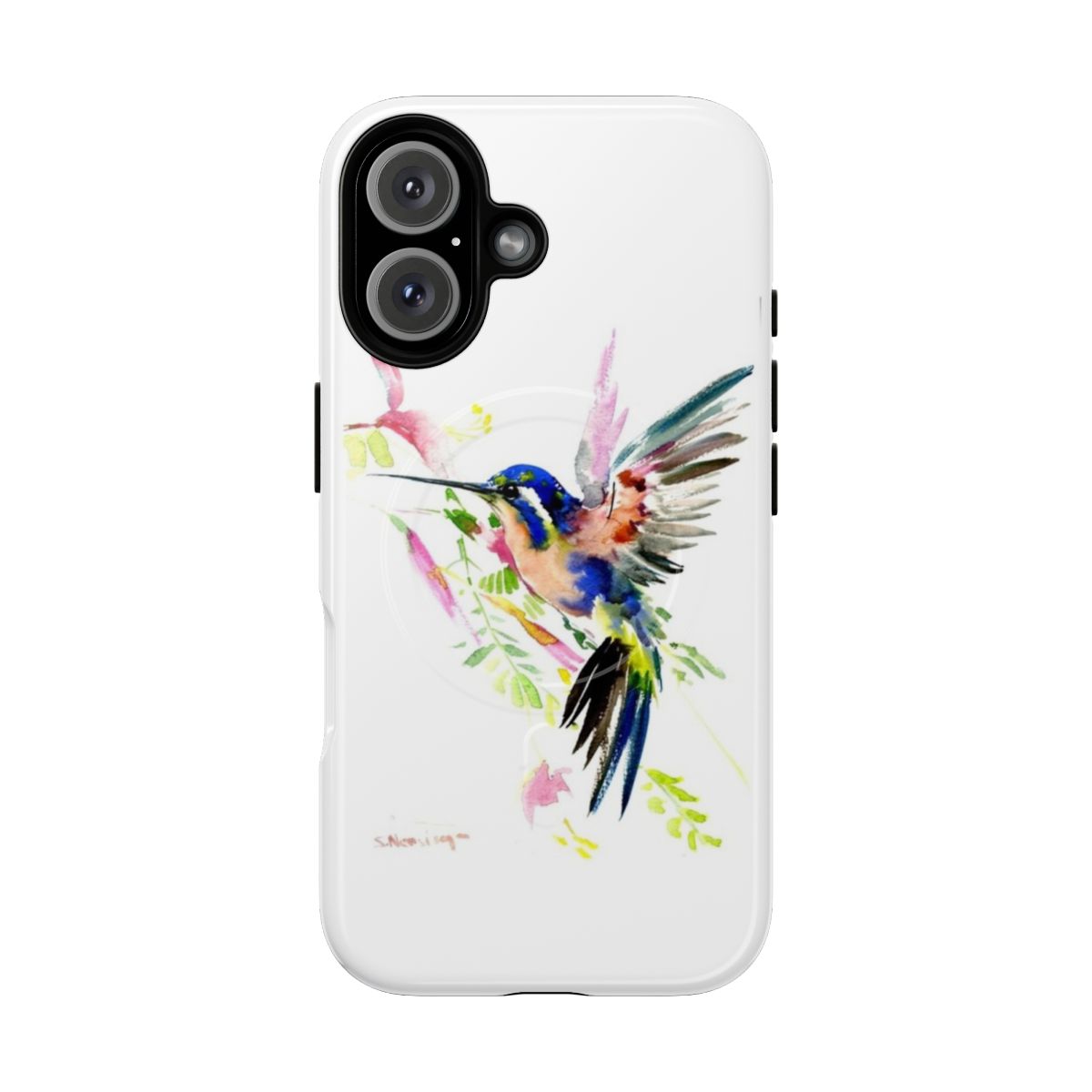 Colorful hummingbird design on a tough phone case