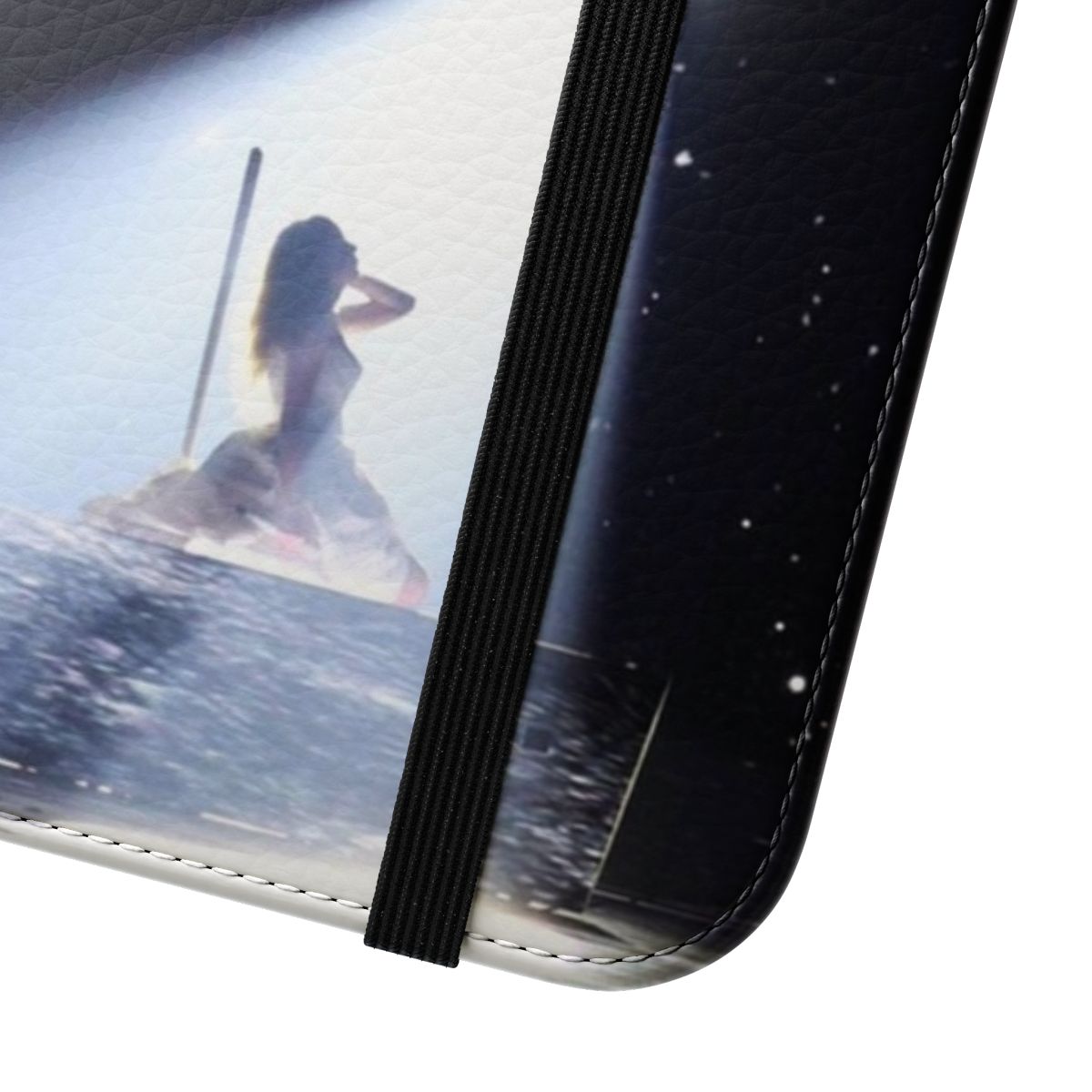 Taylor Swift-inspired flip phone case with a down bad UFO design - Close Up