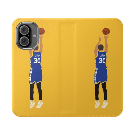 Basketball-themed phone case with a minimalist cartoon design of Stephen Curry