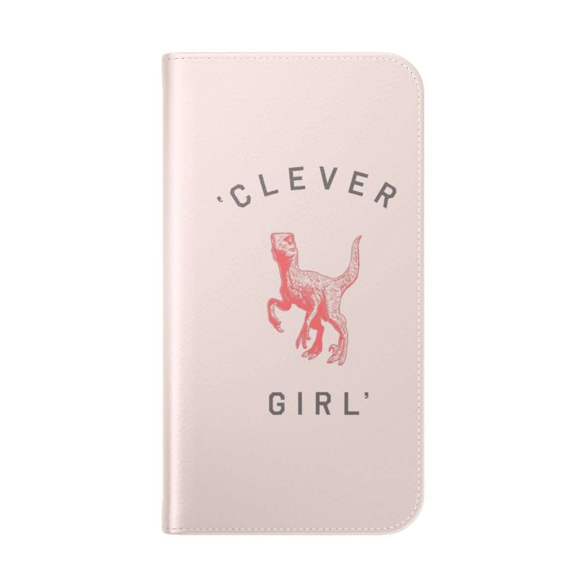 Clever Girl Flip Cover Phone Case with a minimalist dinosaur design - Folded Back