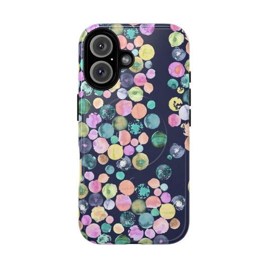 A vibrant, modern watercolor marble pattern phone case with a tough protective design.