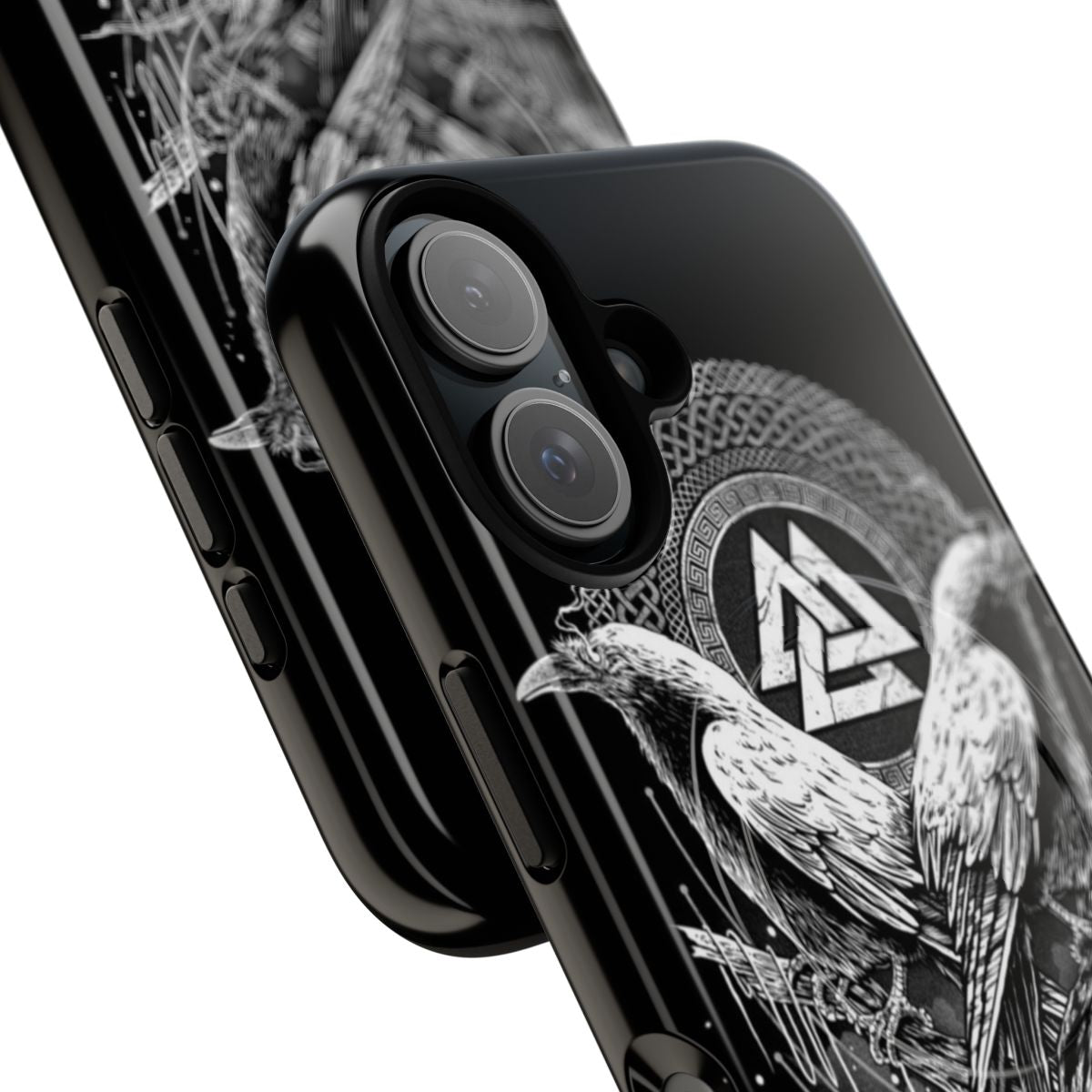 Raven Valknut Viking Norse Mythology Odin Magnetic Tough Phone Case - Detail