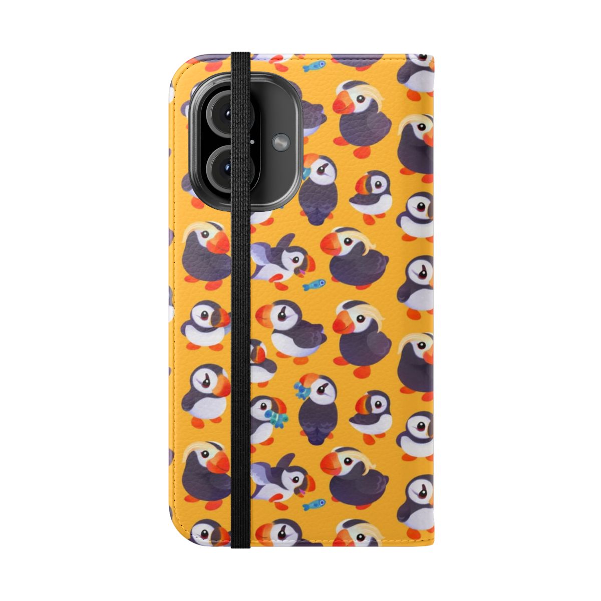 Vibrant yellow puffin bird phone case cover - Folded Front