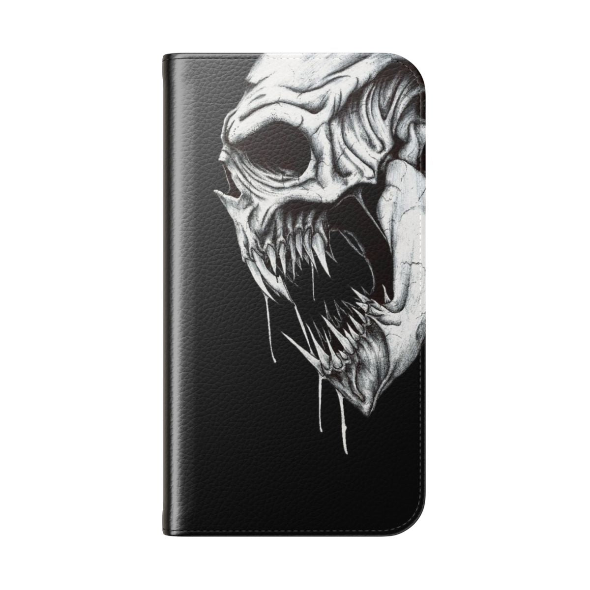 Spooky Grim Reaper Phone Case with Skull and Fangs - Folded Back