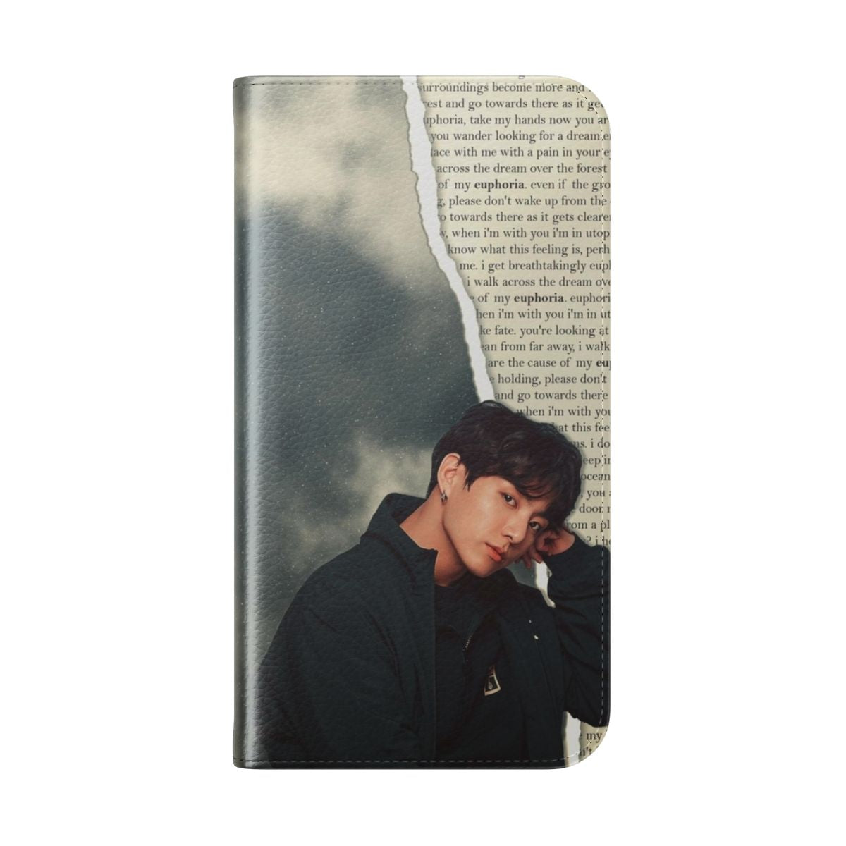 Vibrant Jungkook-inspired phone case with the "Euphoria" design - Folded Back