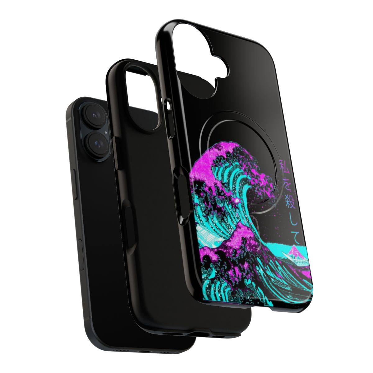 Tough magnetic phone case featuring Hokusai's iconic "The Great Wave off Kanagawa" artwork - Layers