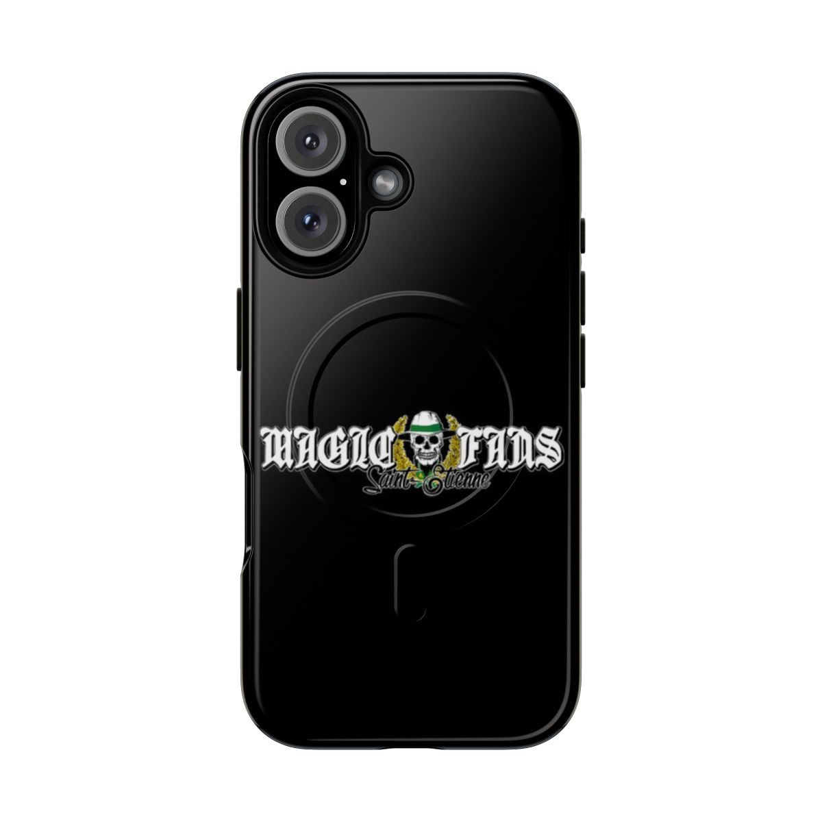 Magnetic phone case featuring the logo and colors of the Saint-Étienne football club.