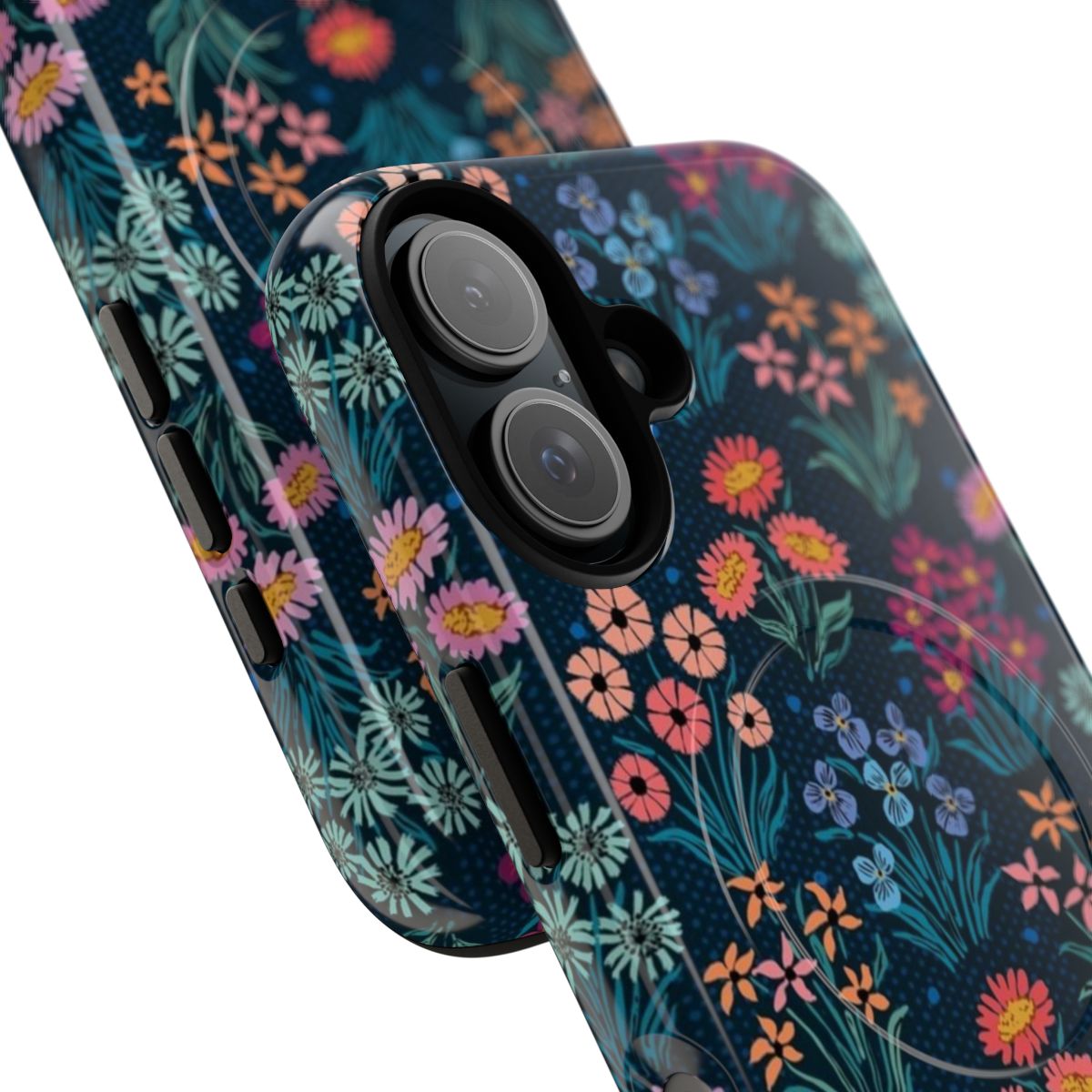 Colorful floral pattern phone case with magnetic tough design - Detail