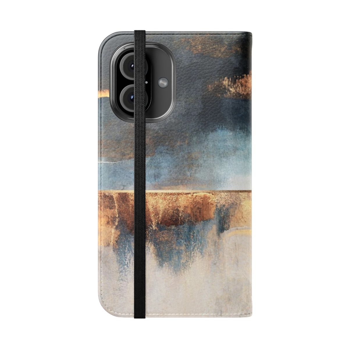 Storm-inspired abstract pattern on a sleek flip cover phone case - Folded Front