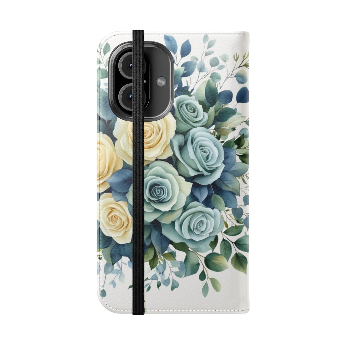 Vibrant watercolor illustration of a floral bouquet on a phone case - Folded Front