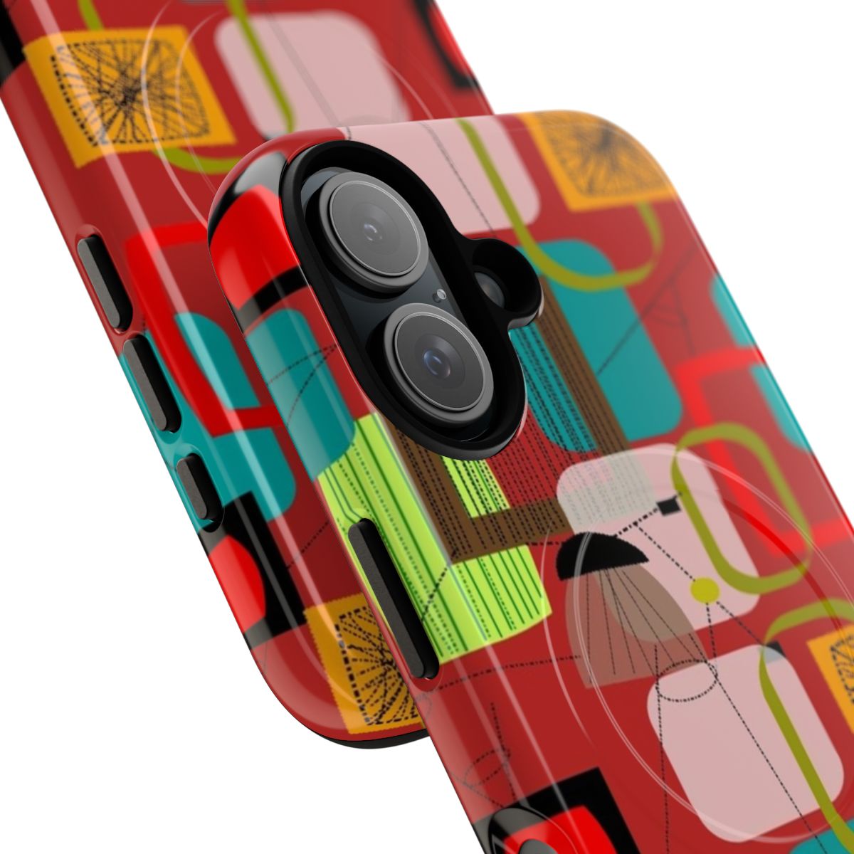 Mid-century modern abstract art pattern on a durable magnetic phone case - Detail