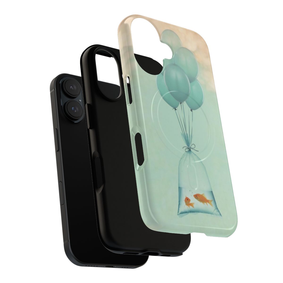 Whimsical goldfish and balloon design on a sturdy phone case - Layers