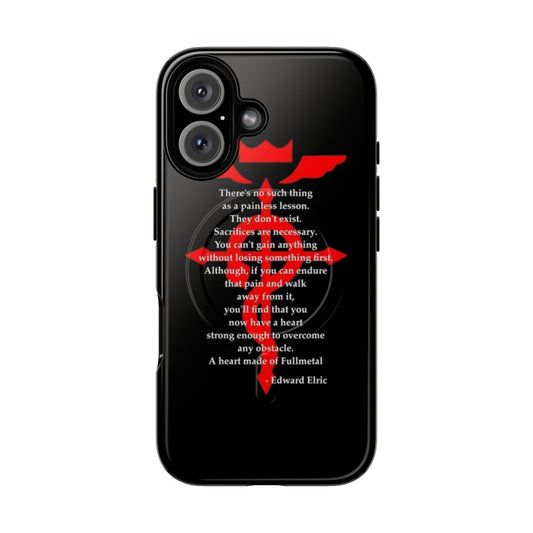 Magnetic tough phone case with Fullmetal Alchemist inspired graphics featuring the Elric brothers, alchemy symbols, and anime-style artwork.