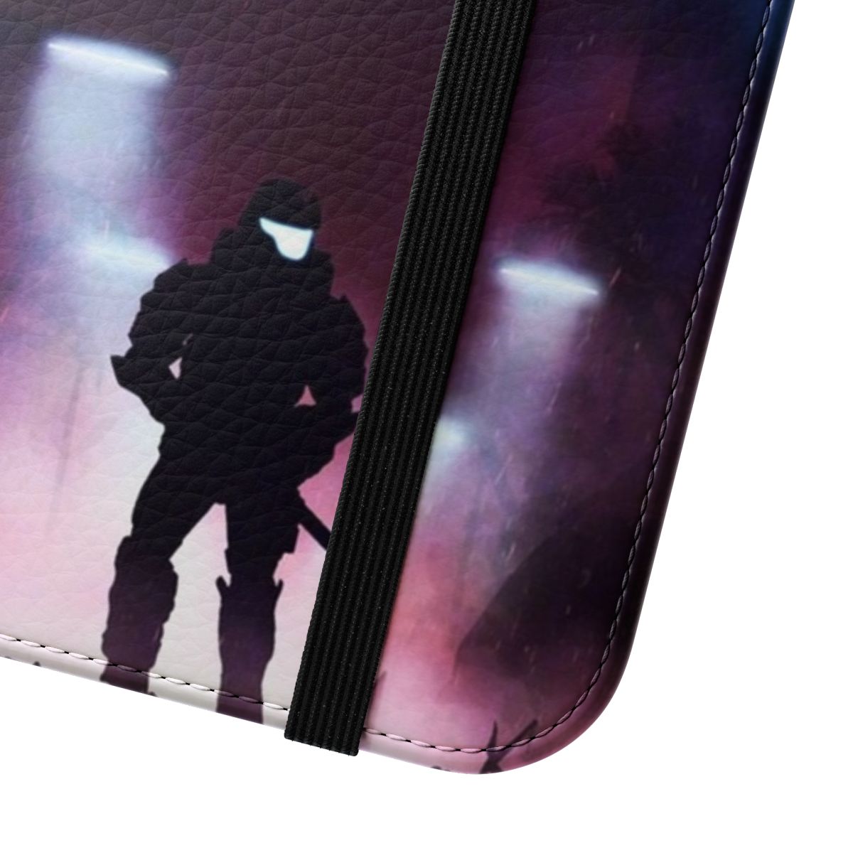 Futuristic cyberpunk-inspired phone case with tactical design elements - Close Up