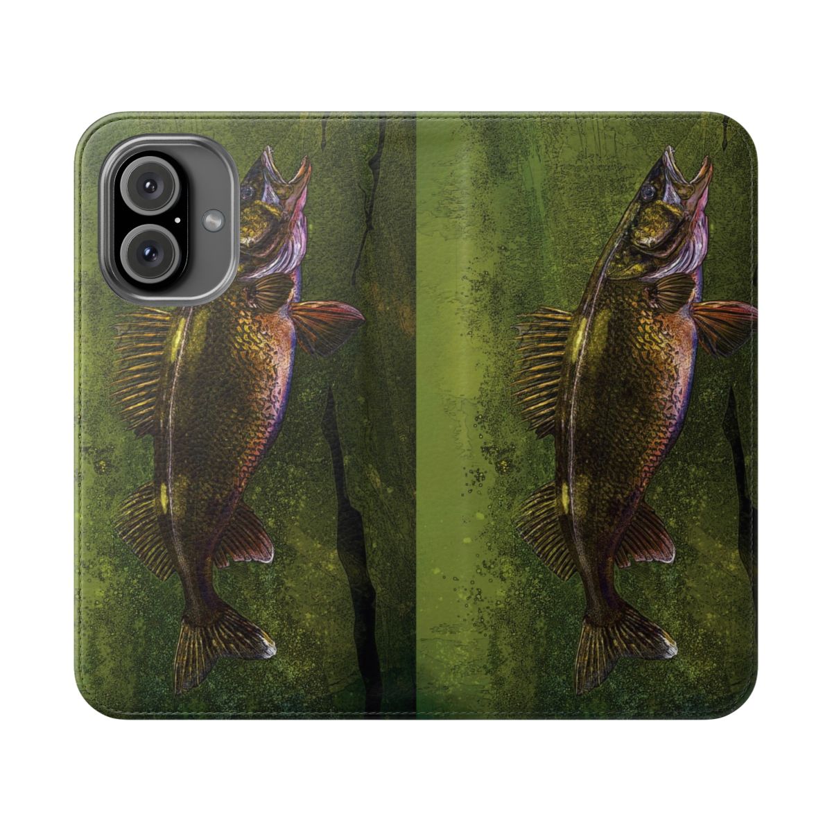 Walleye fishing art printed on a high-quality phone case