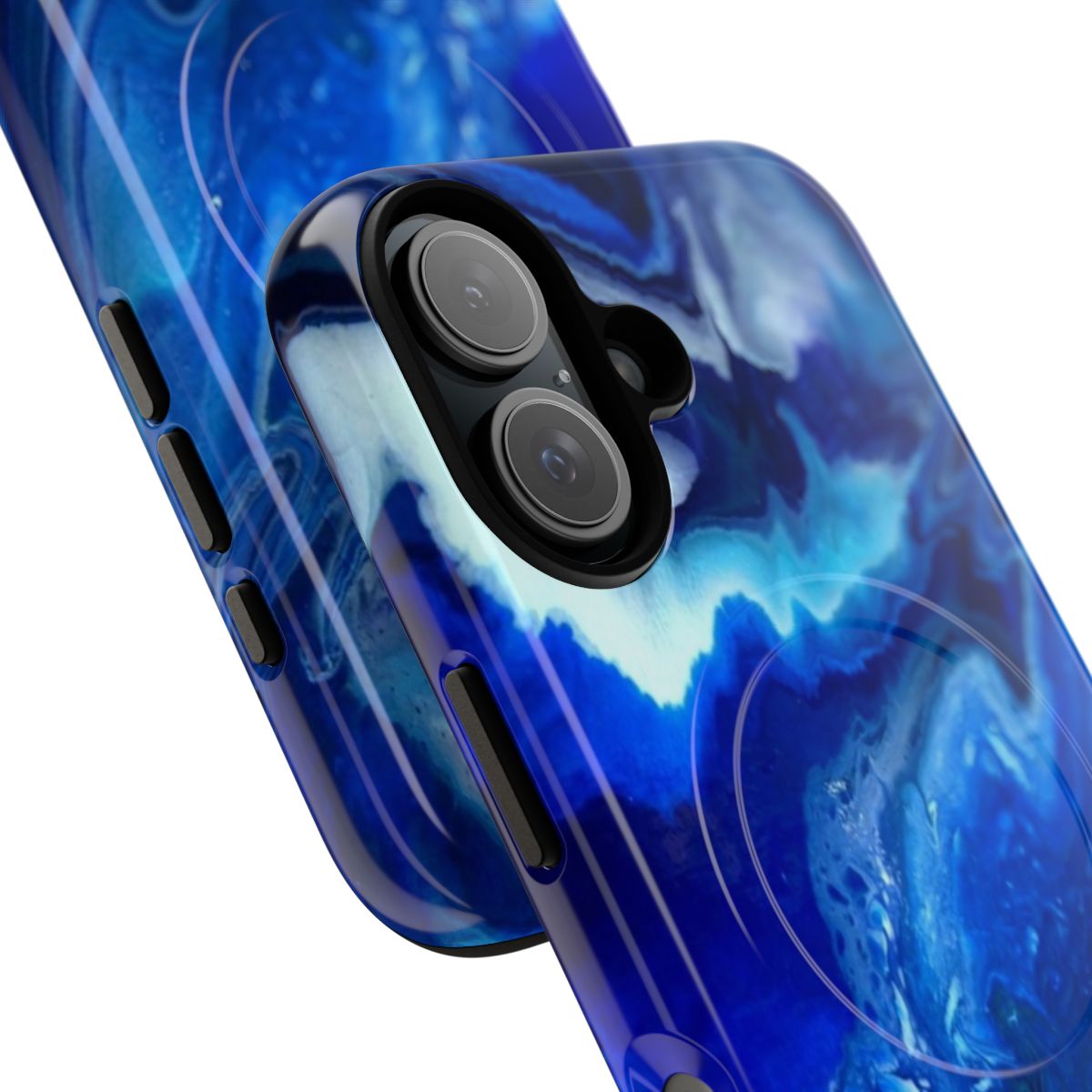 Fluid abstract fractal art phone case with ocean, beach, and space-inspired imagery - Detail