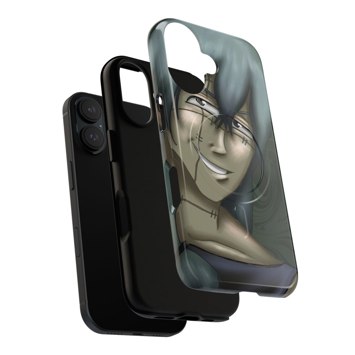 Jujutsu Kaisen-inspired magnetic tough phone case featuring characters like Mahito, Itadori, Gojo, and Sukuna - Layers