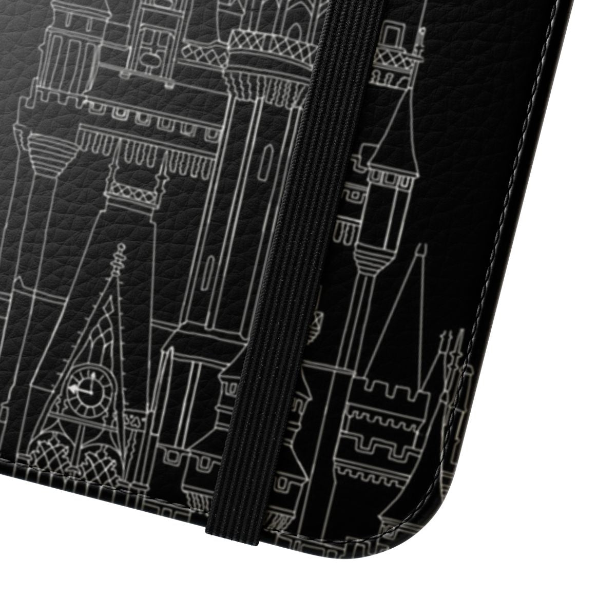 Cinderella's castle-themed phone case with a flip cover design - Close Up