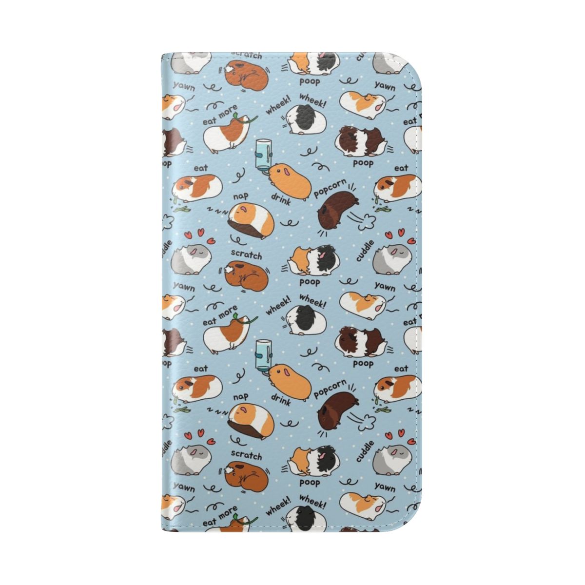 Cute guinea pig design on a blue background flip cover phone case - Folded Back