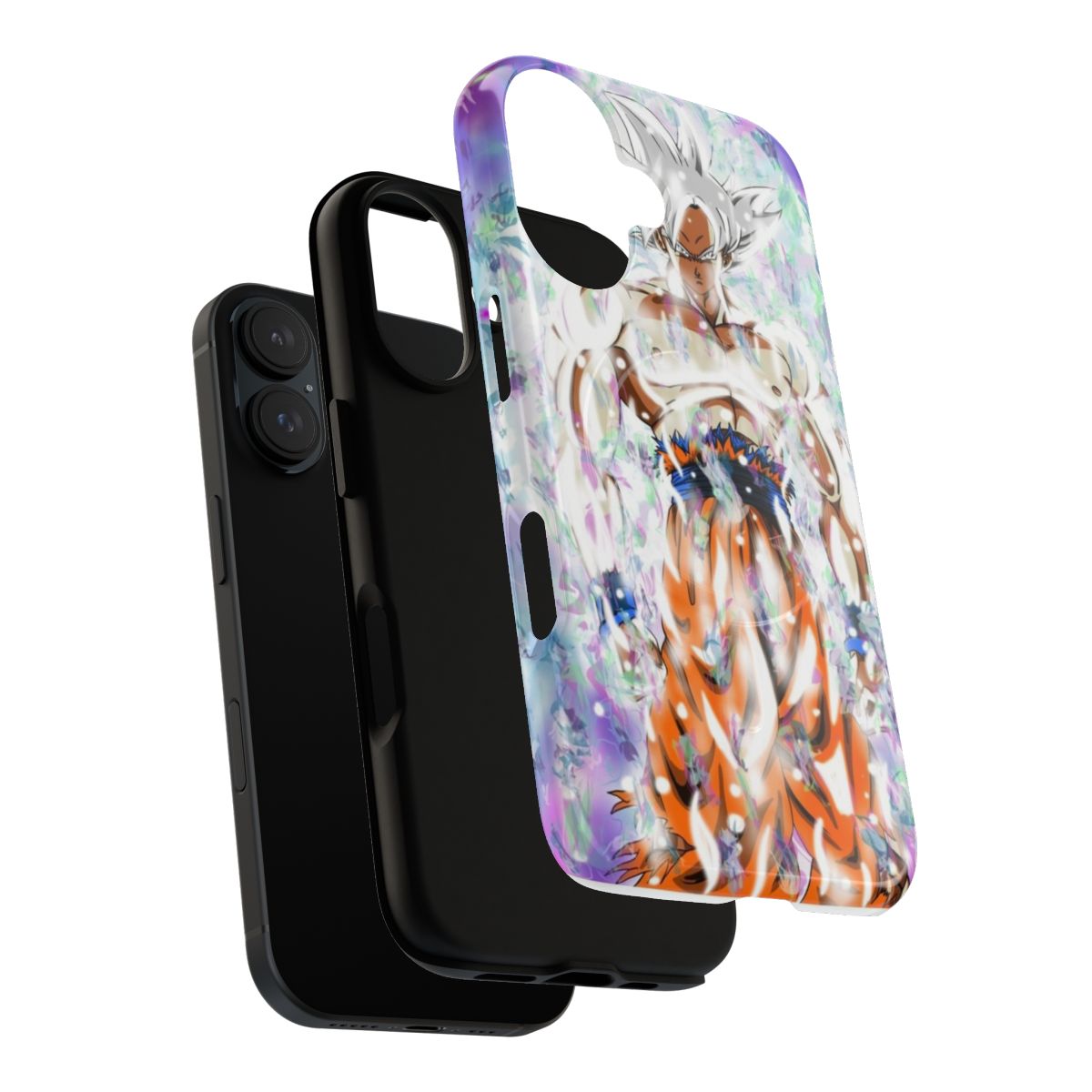 Artistic depiction of Goku in his ultra instinct form on a tough, magnetic phone case - Layers