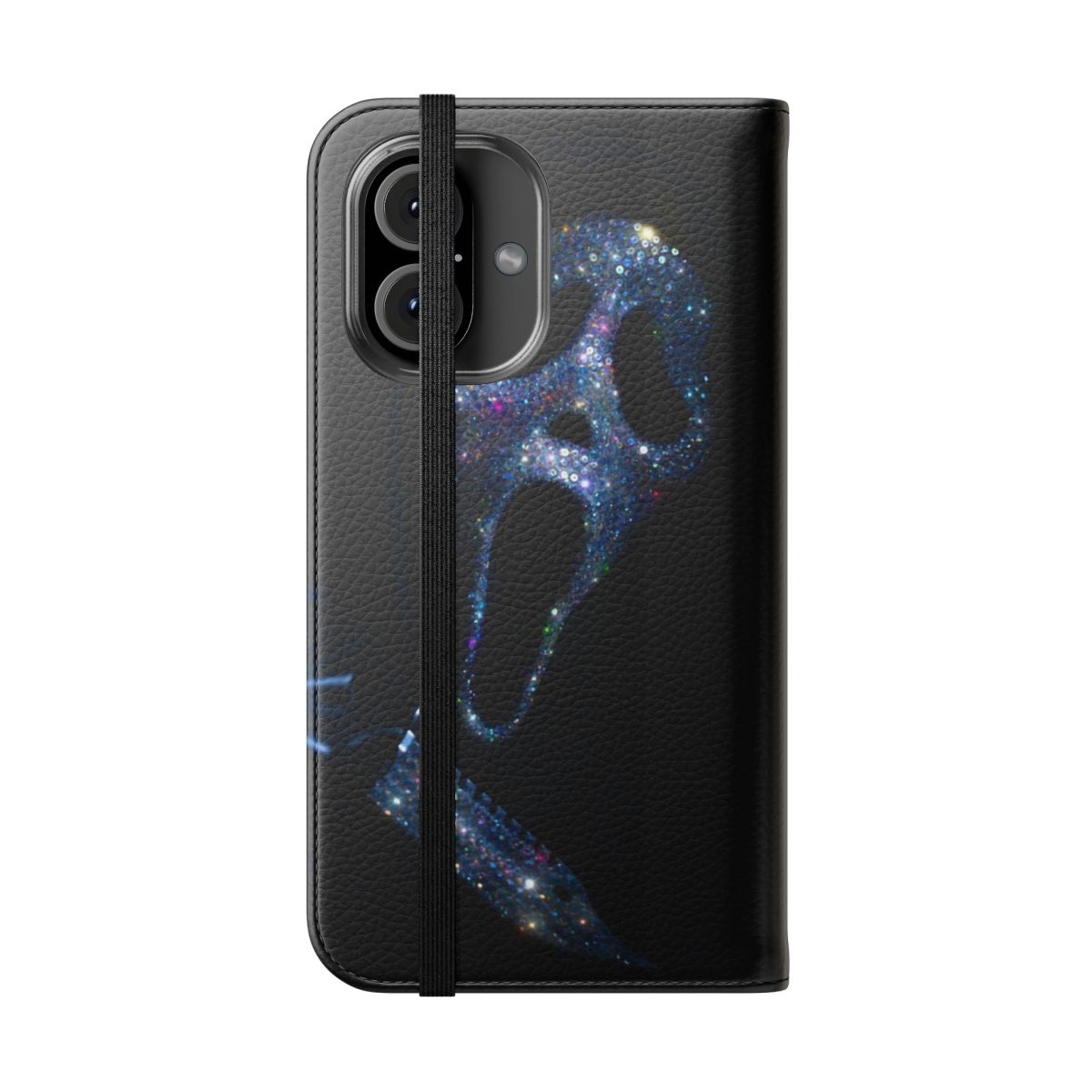 Colorful iridescent phone case with Ghostface design - Folded Front