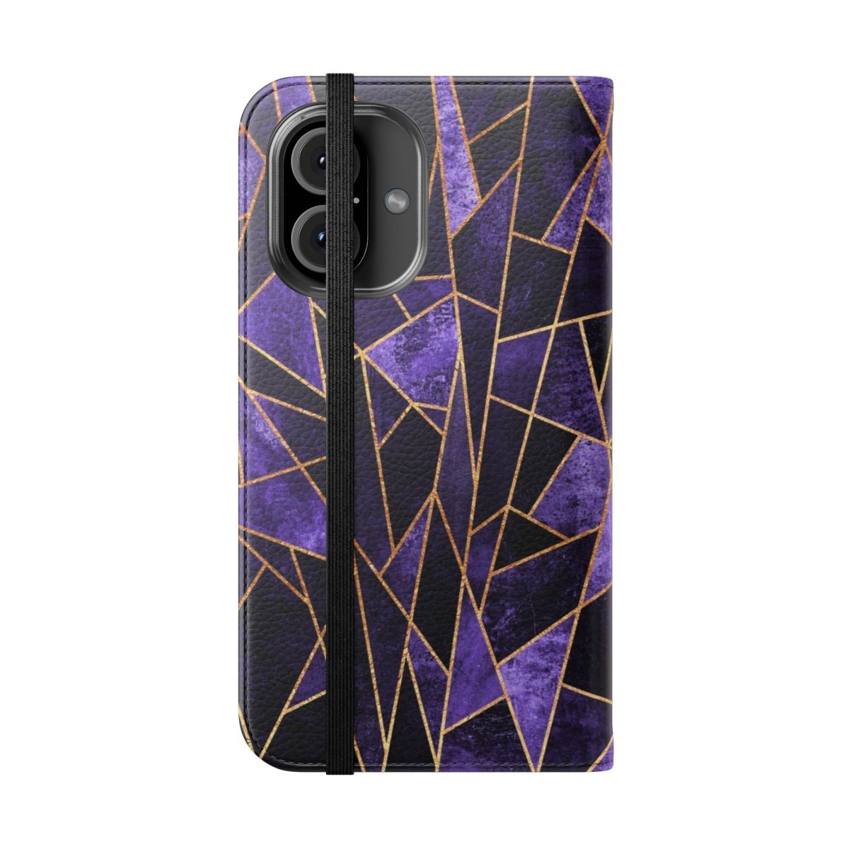 Shattered amethyst abstract geometric mosaic pattern phone case - Folded Front