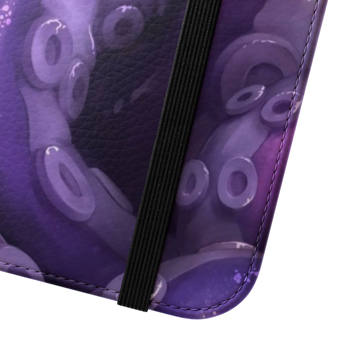 Colorful abstract tentacle and octopus pattern on a flip phone case - Close Up