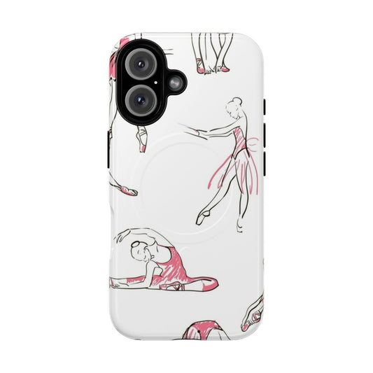 Ballerina in a dance pose on a seamless pattern phone case