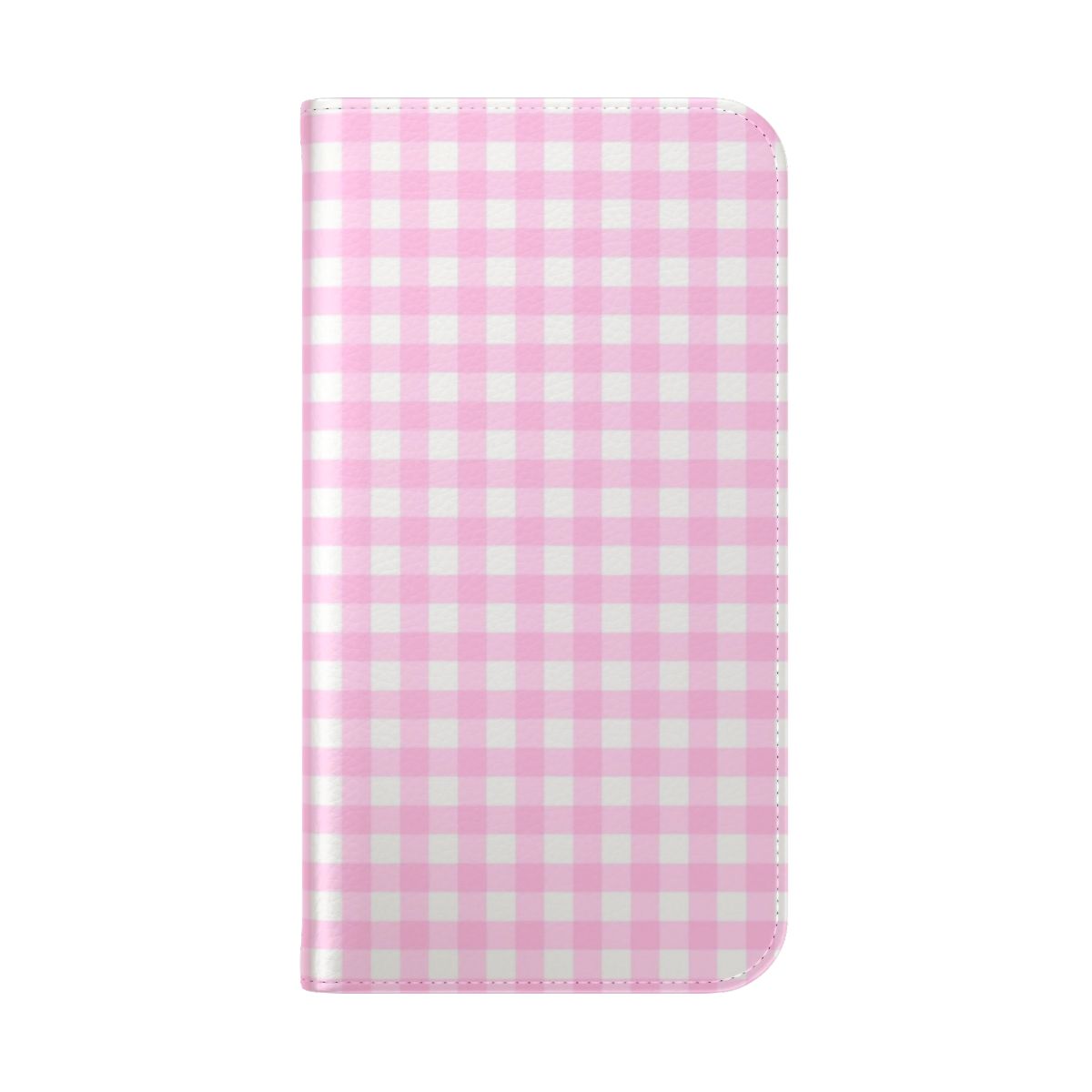 Gingham pattern phone case in soft pastel pink and white colors - Folded Back