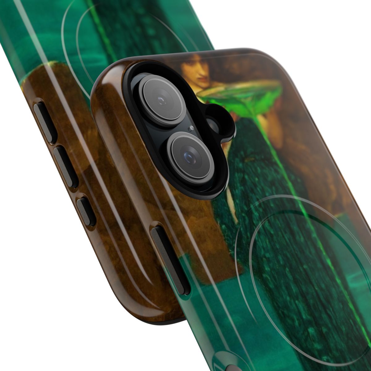 Magnetic tough phone case with artwork of "Circe Invidiosa" by the Pre-Raphaelite artist John William Waterhouse - Detail