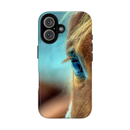 Magnetic tough phone case with a beautiful horse eye design