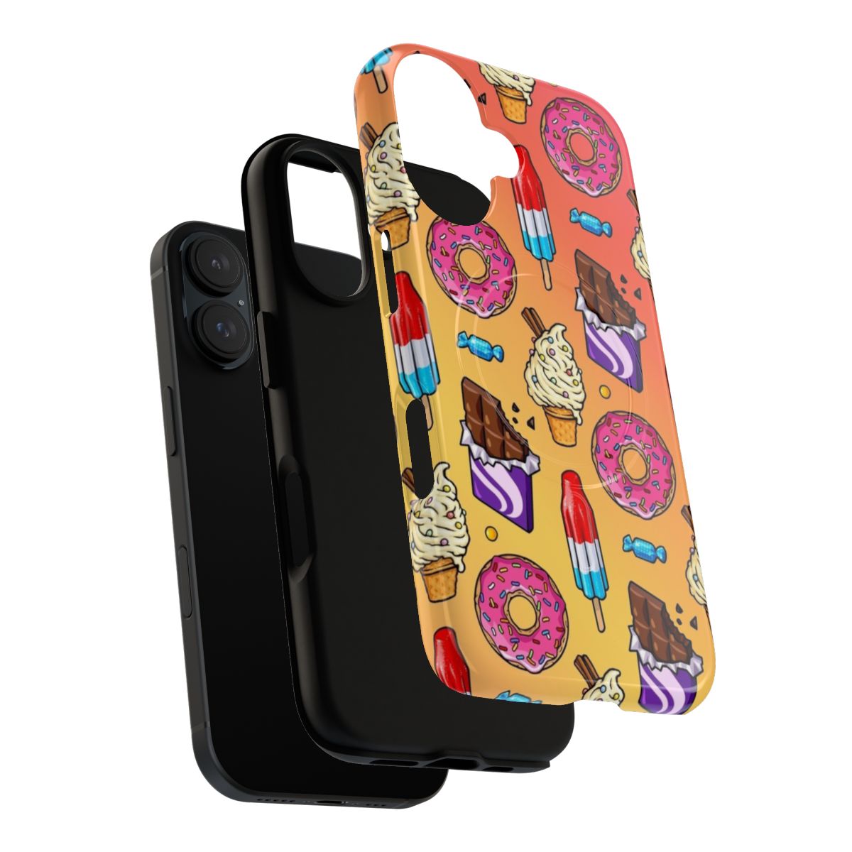 Vibrant sweet tooth pattern phone case with magnetic closure and tough protection - Layers