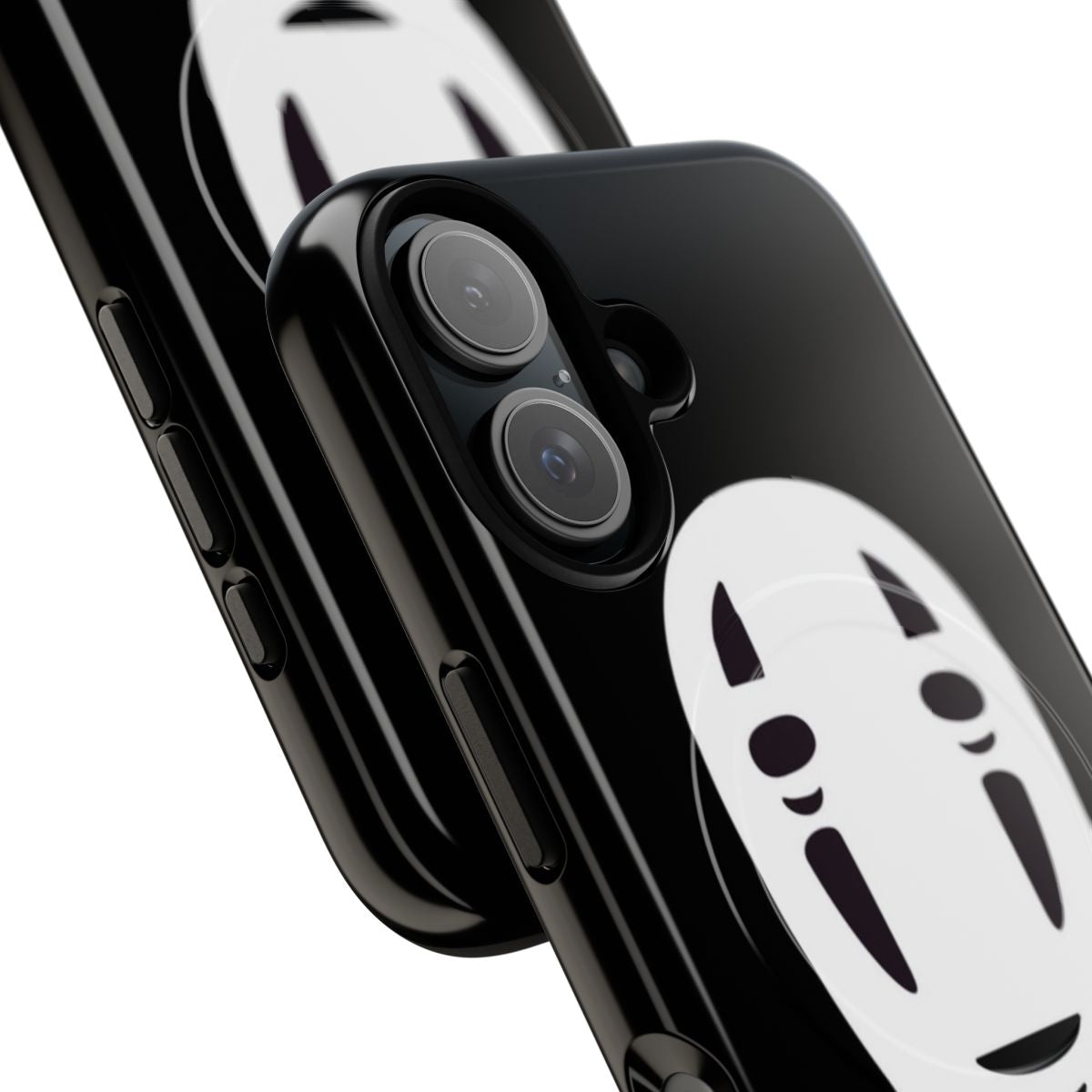 Spirited Away phone case featuring No Face character and Japanese Kanji design - Detail