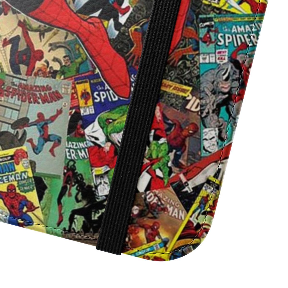 Vibrant phone case featuring a spider-themed design for comic and movie enthusiasts - Close Up