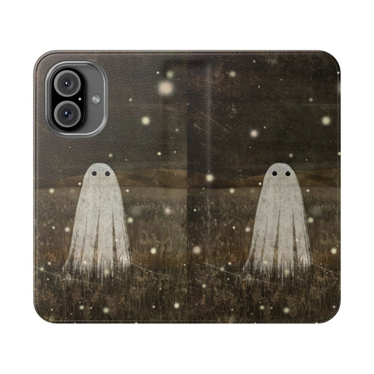 Fireflies Flip Cover Phone Case with Vintage-Inspired Glowing Design