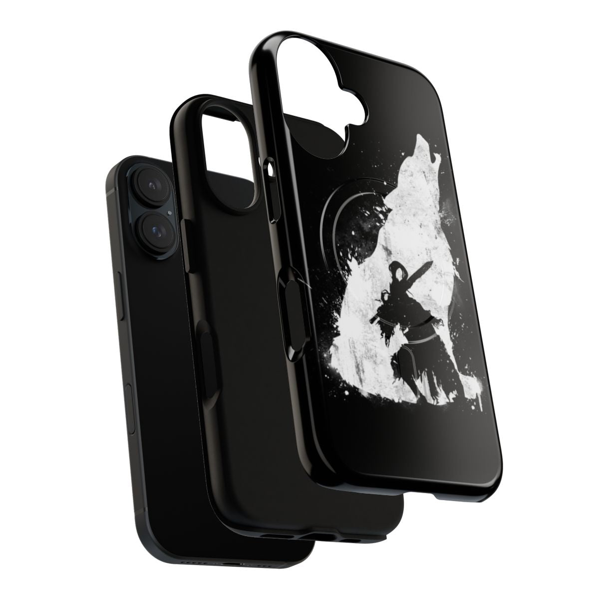 Abyss Warrior themed magnetic phone case featuring Sif the Great Wolf from Dark Souls - Layers