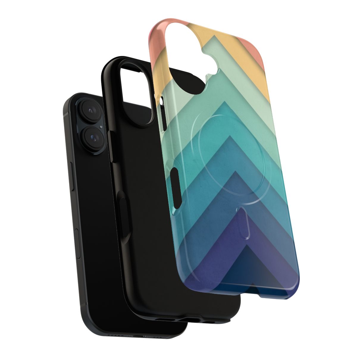 Vibrant retro chevron pattern on a durable, protective magnetic phone case - Layers