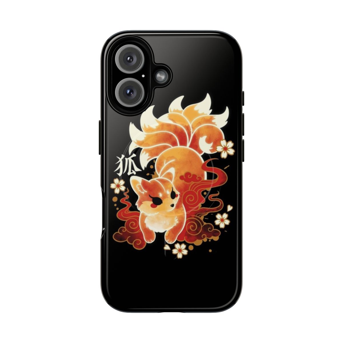 Vibrant and whimsical phone case featuring a kawaii nine-tailed fox design