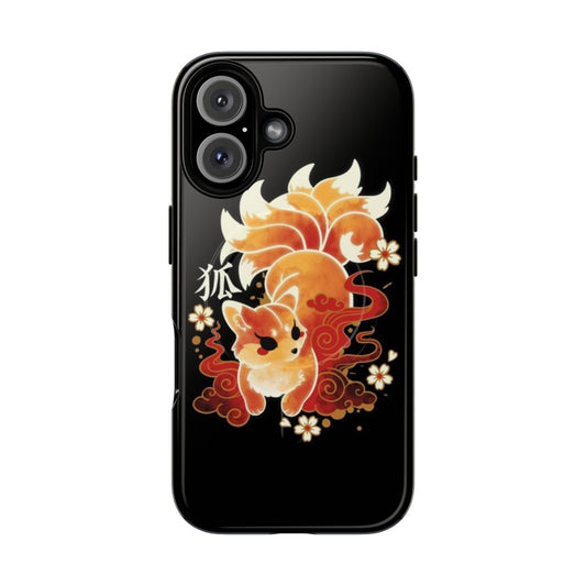 Vibrant and whimsical phone case featuring a kawaii nine-tailed fox design