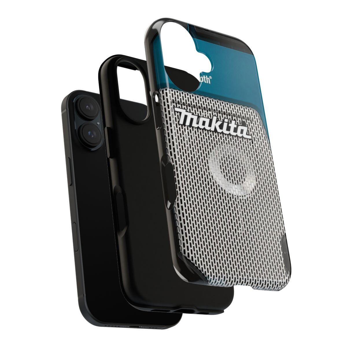 Colorful and protective phone case with Makita job site radio, Bluetooth, and magnetic features - Layers