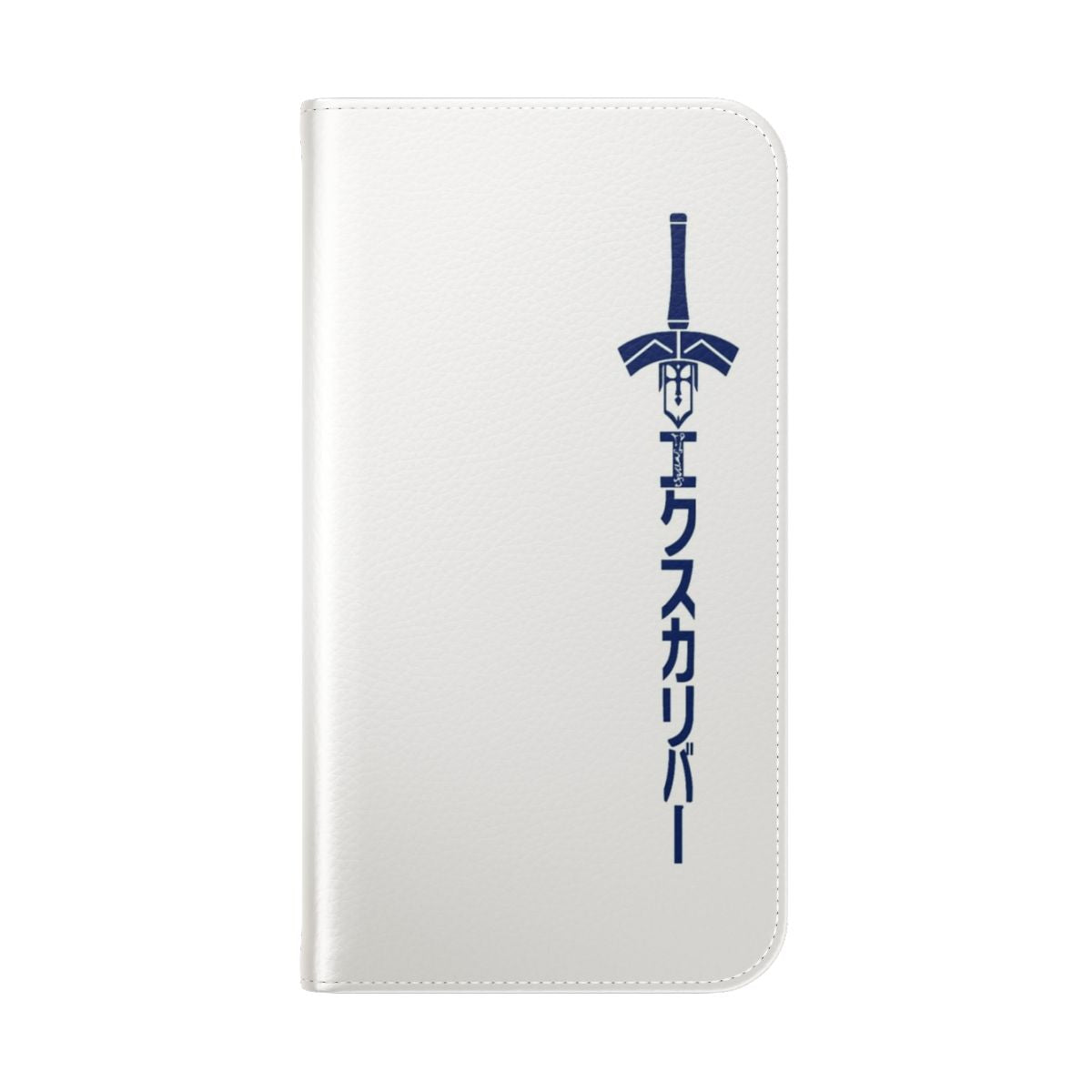 Anime-themed flip cover phone case featuring Saber Artoria Pendragon and Excalibur from the Fate series. - Folded Back