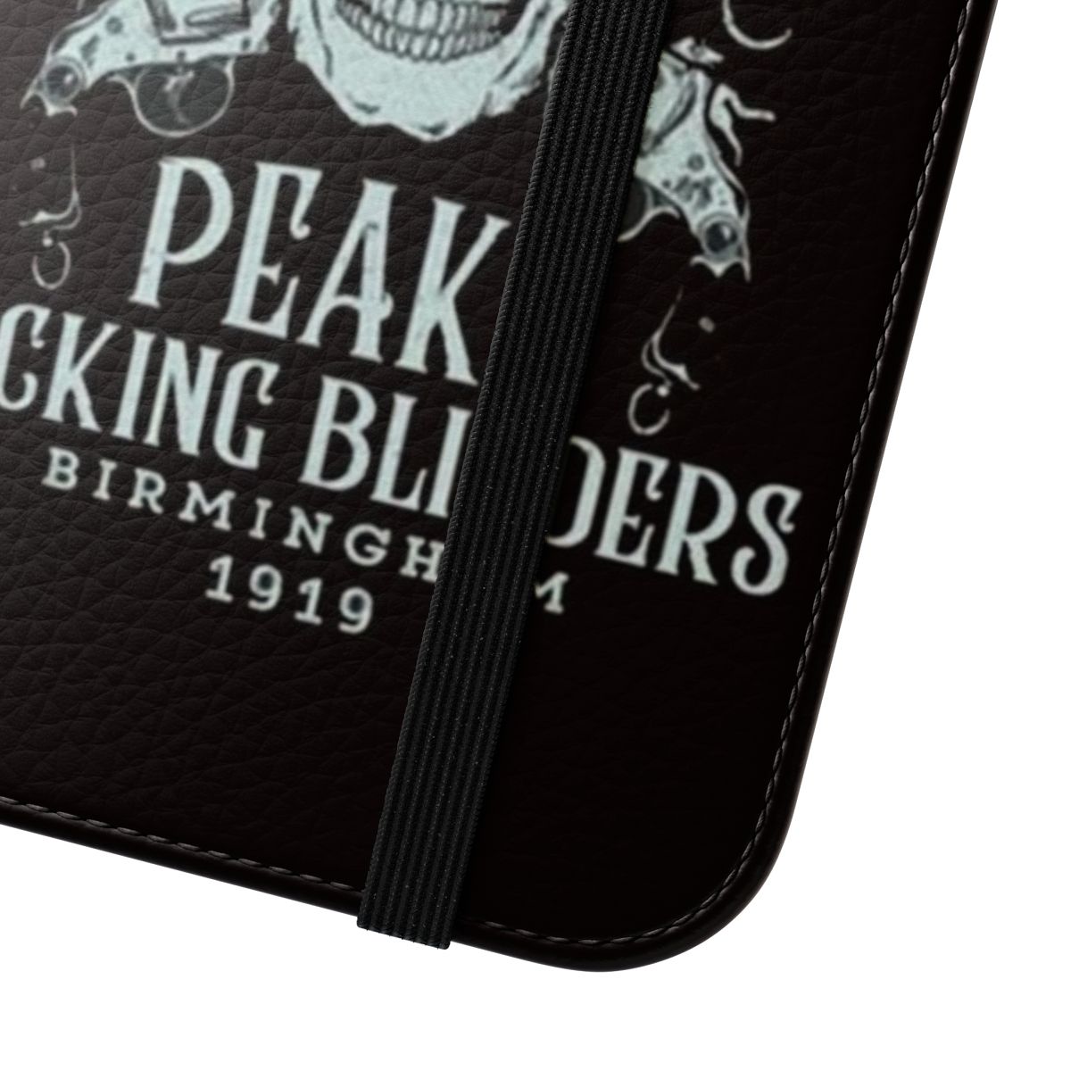 Peaky Blinders-inspired flip phone case with Shelby Company logo - Close Up