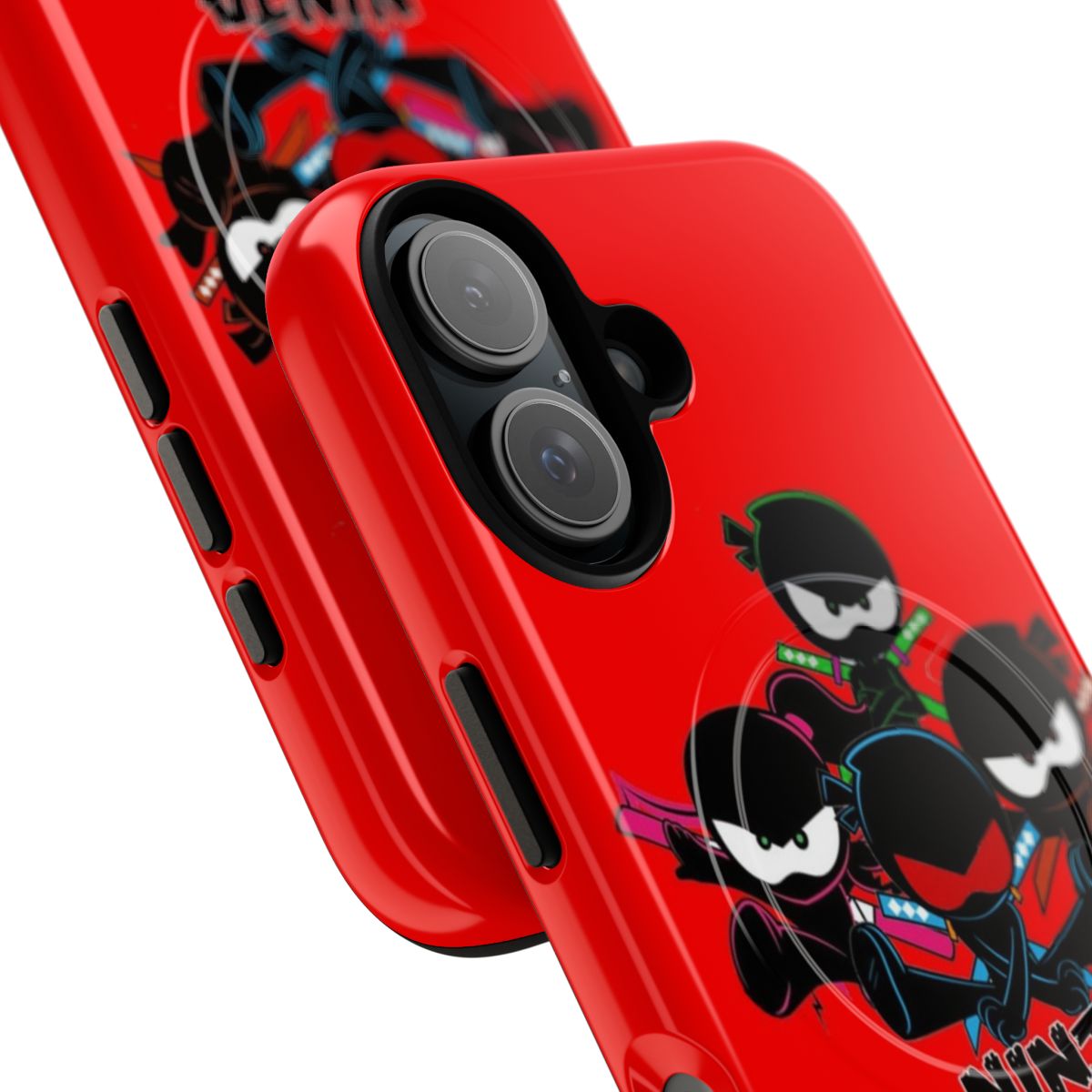 Colorful phone case featuring cartoon ninja kids characters - Detail