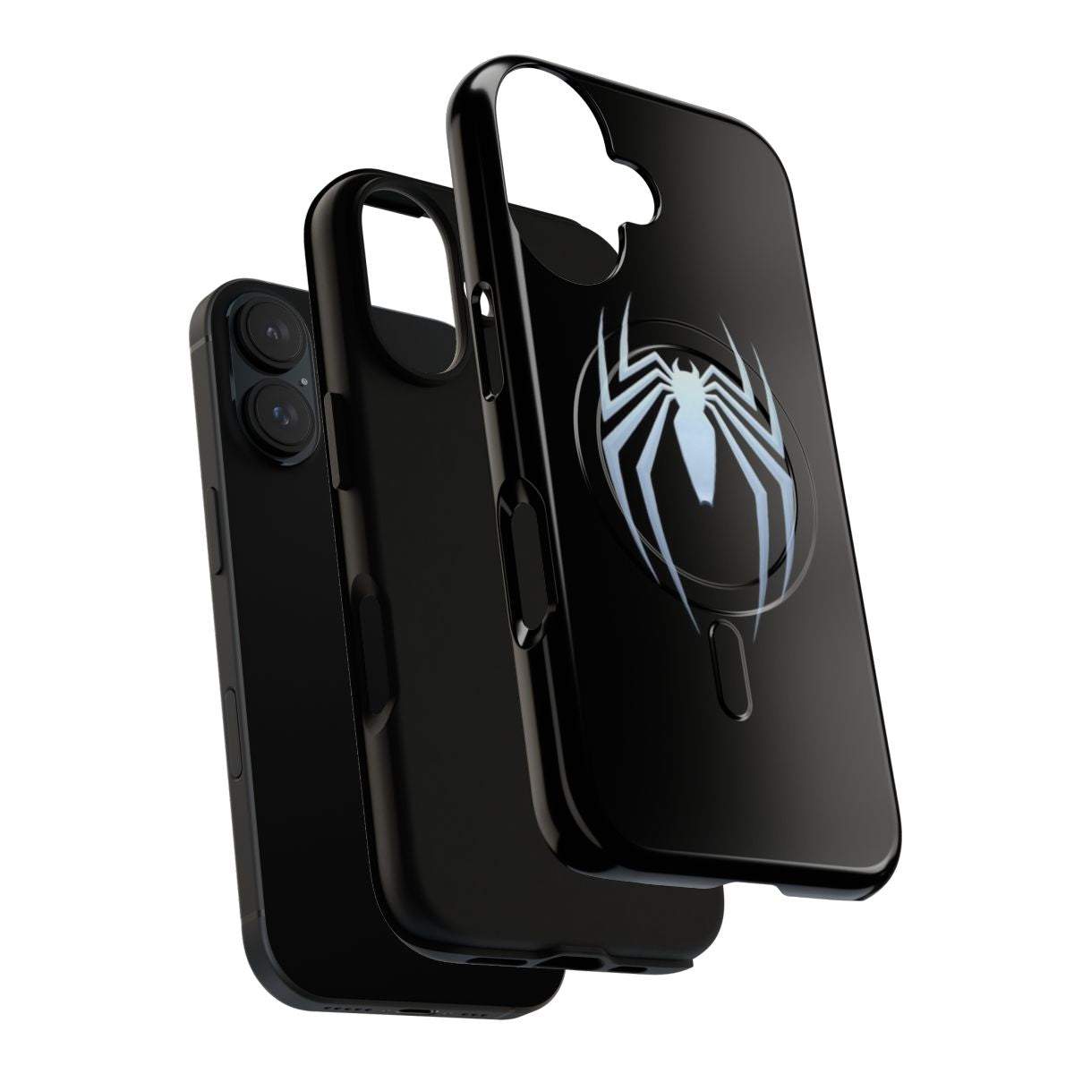 Black spider web patterned tough and magnetic phone case - Layers